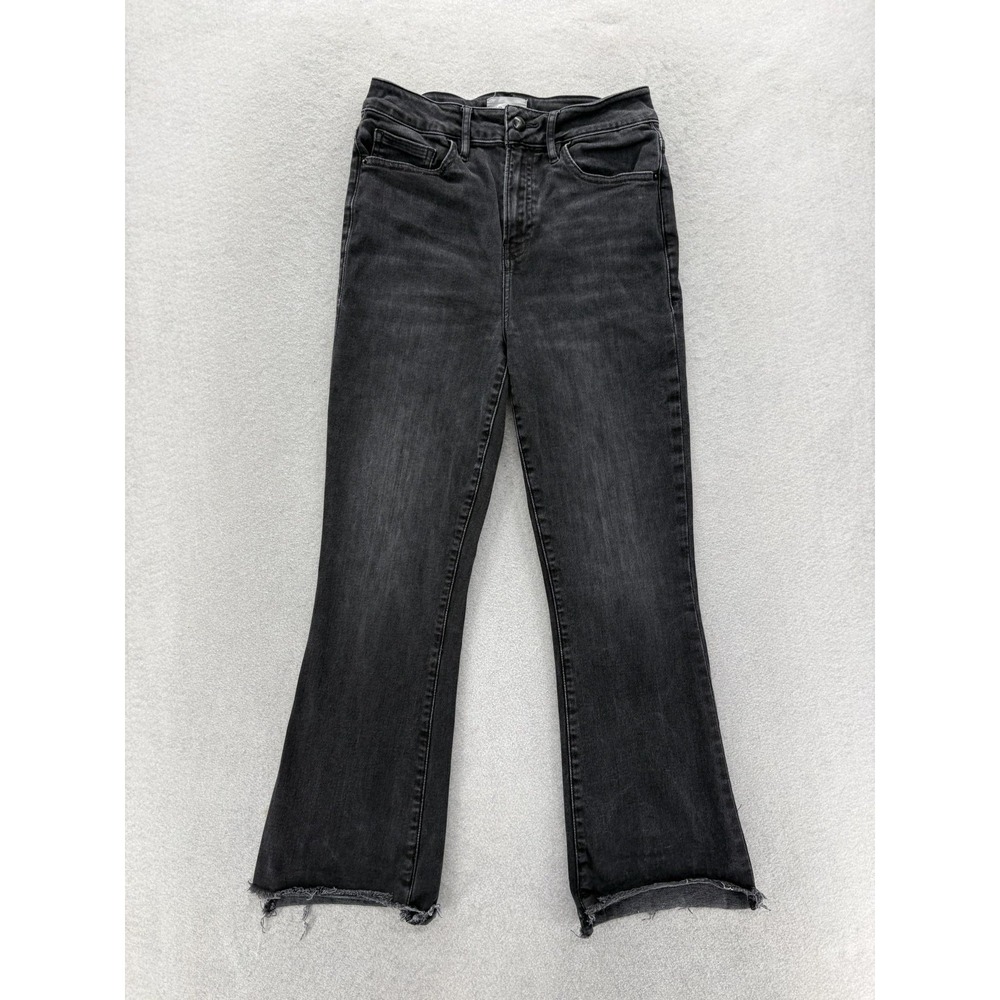 FRAME Le High Slim Crop Bootcut Jeans Womens 28 Tilt Gray Charcoal Wash Raw Hem